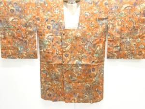 未使用品　ふくれ織唐花に鳥模様道行コート